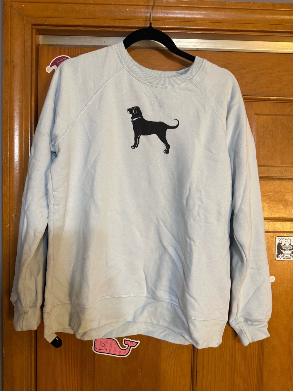 The Black Dog Light Blue Crewneck Sweatshirt with Black Dog Graphic
